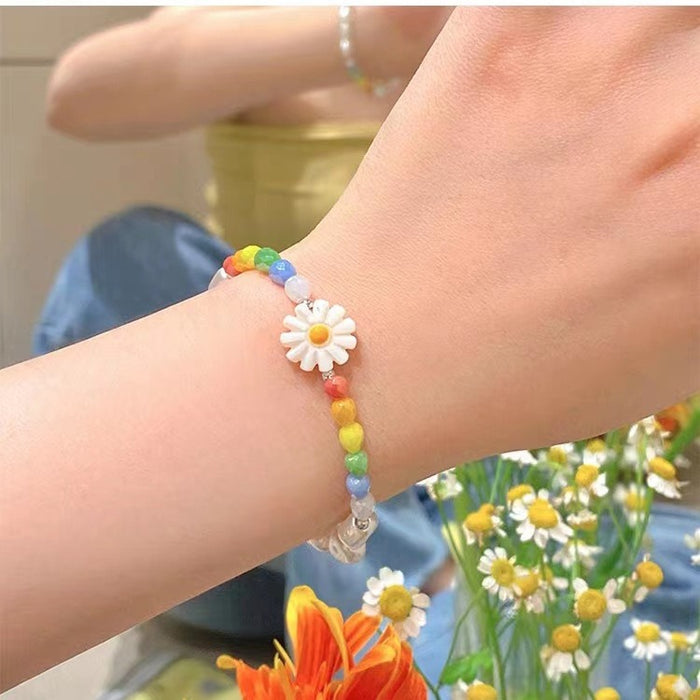 Wholesale Colorful Pearl Flower Necklace Women's Light Luxury Clavicle Chain Temperament Design Necklace