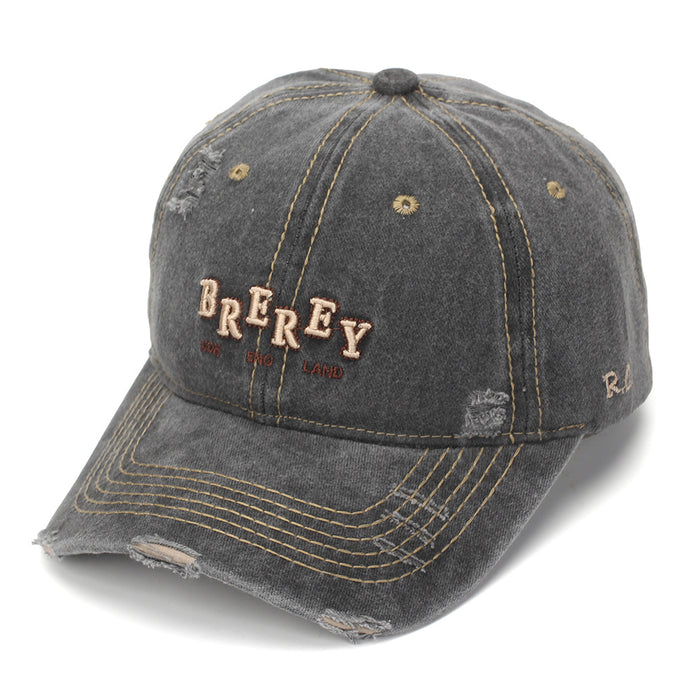 Wholesale Washed Cotton Frayed Edge Baseball Cap with Retro Letter Embroidery for Women Summer Sun Protection