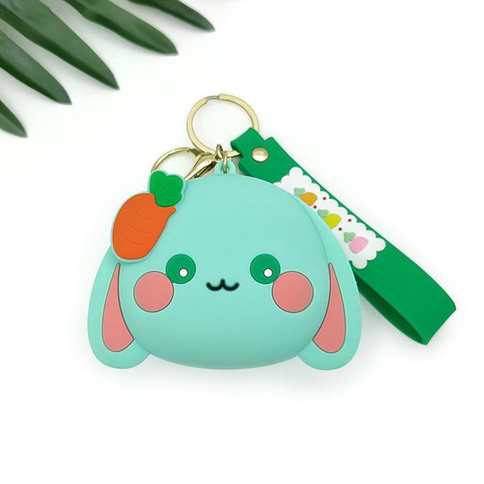 Wholesale Bunny cartoon silicone coin purse student schoolbag ornaments children's mini bag small pendant keychain