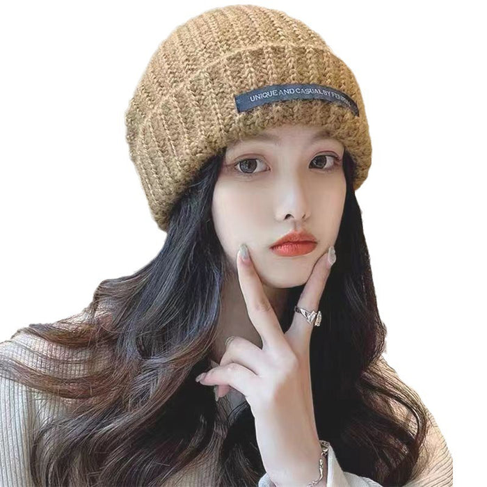 Wholesale large version of coarse wool hat children' s big head circumference loose thick knitted hat face small warm cold hat