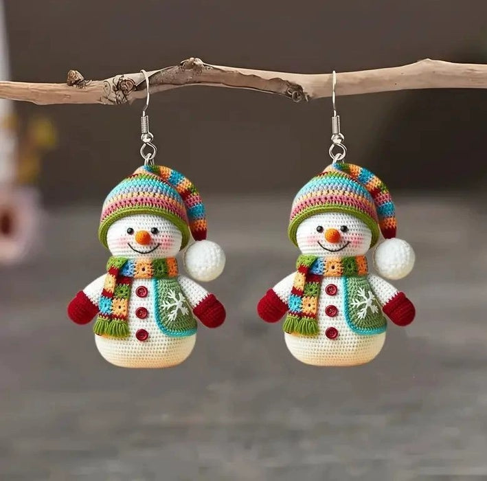 Wholesale Acrylic Christmas Snowman Bell Earrings 2D Cartoon Pendant Design Party Wear Fashion Accessory