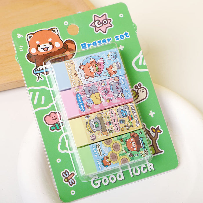 Wholesale Cartoon eraser set cute eraser elementary school students children' s stationery gift creative pencil eraser