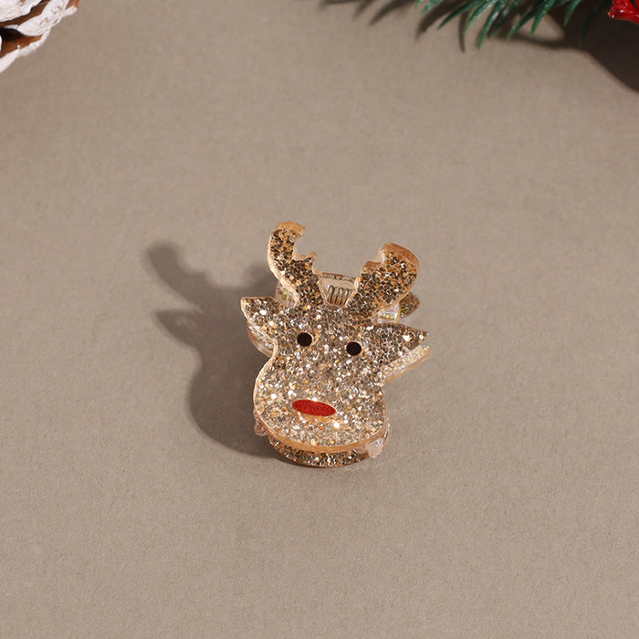 Wholesale Christmas Hair Clips Cute Gingerbread Man Snowman Elk Bell Plastic Hair Accessory For Party Gift