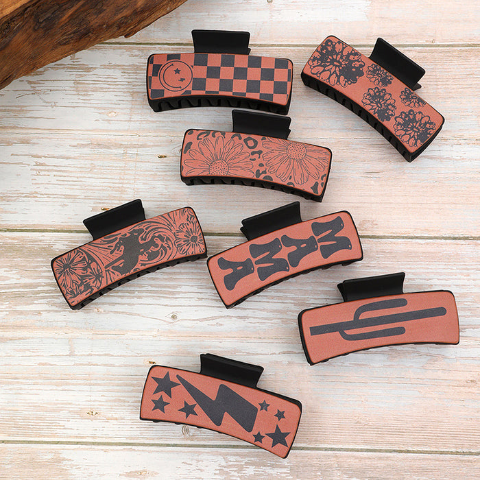 Wholesale Western Denim Sunflower Vintage Letter Shark Clip Grab Clip Hairpin