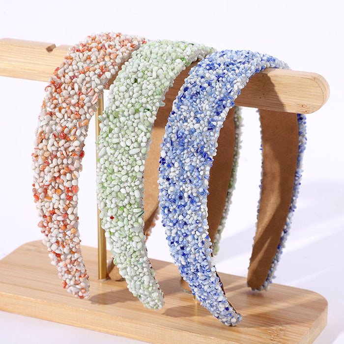 Wholesale Retro full diamond headband light luxury wide edge skull heightening personality super flash elegant headdress