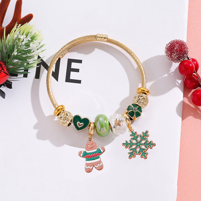 Wholesale Christmas Tree Elk Snowflake Stainless Steel Bracelet Women Jewelry Accessory MOQ≥2