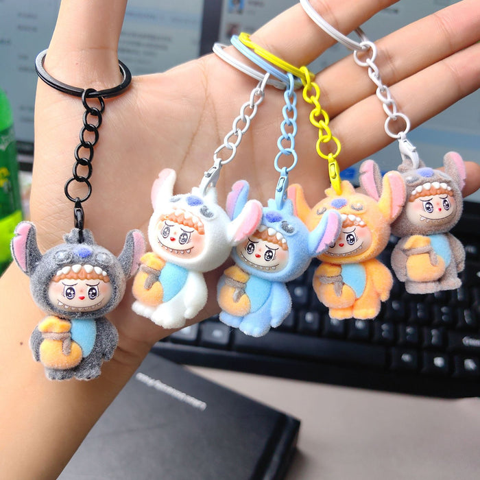 Wholesale Cute Flocking Cloth Bear Series Keychain Small Pendant Couple School Bag Pendant Accessories Creative Small Gifts