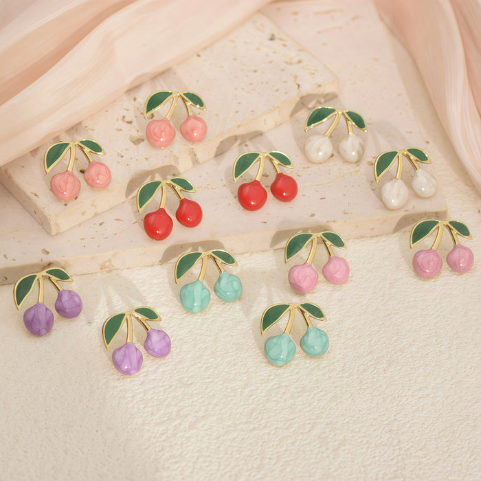 Wholesale Stainless Steel Cherry Earrings Jewelry Oil Drop Earrings