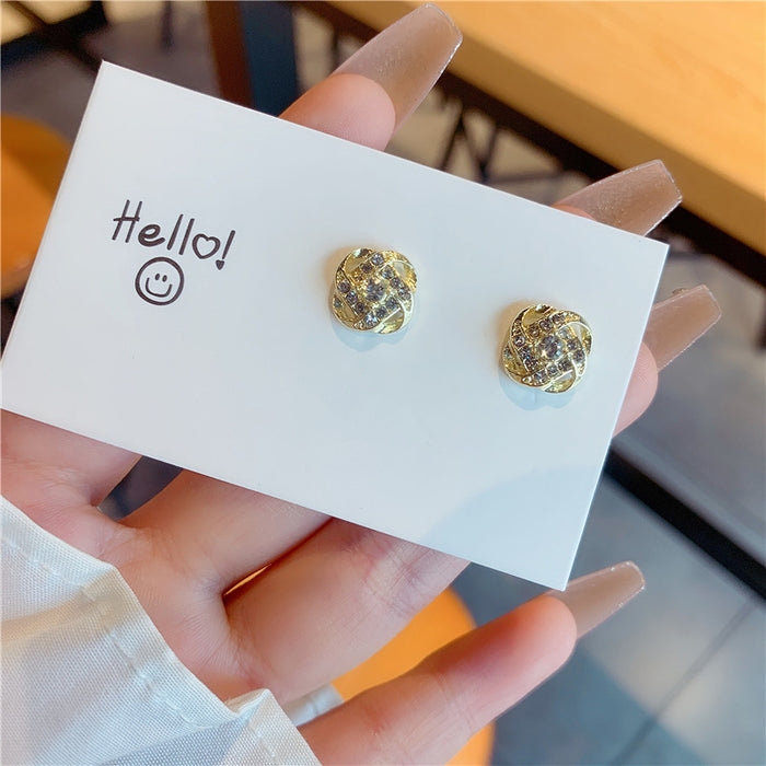 Wholesale Silver needle light luxury niche super sparkling full diamond flower earrings versatile temperament zircon earrings earrings