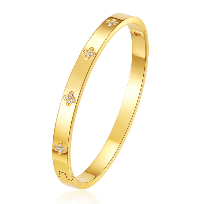 Wholesale Round stainless steel buckle electroplated diamond-encrusted bracelet