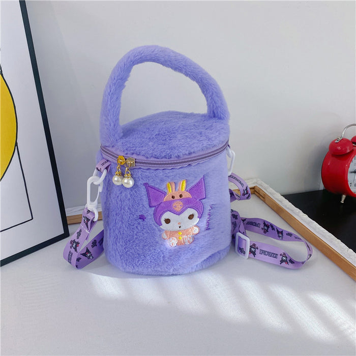 Wholesale Cartoon Plush Shoulder Strap Portable Crossbody Bag Clasp Doll Plush Bag Portable Bucket Bag