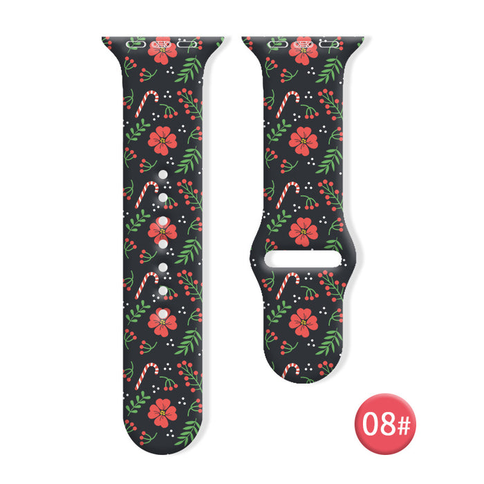 Wholesale Cartoon Christmas Silicone Strap Suitable for Apple Watch Strap JDC-WD-NuoQi006
