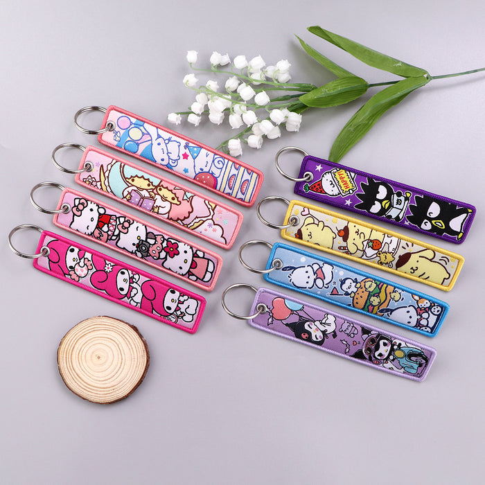 Wholesale Cartoon Cute Woven Label Lanyard Keychain JDC-KC-KKX010