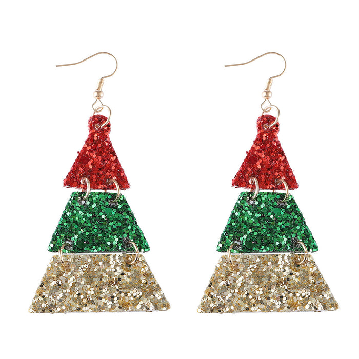 Wholesale Stylish Christmas Leather Pendant Earrings Handmade Square Jewelry Boutique Resale