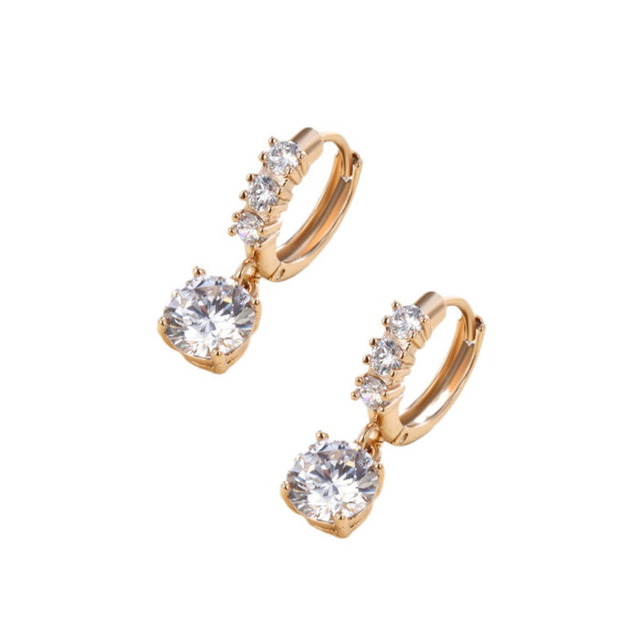 Wholesale copper alloy gold-plated six-claw zircon tassel earrings  temperament earrings for women