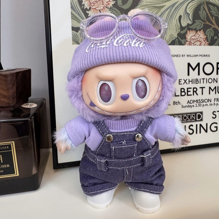 Wholesale Purple Coke Overalls Set Cotton Doll Pendant Doll Clothes