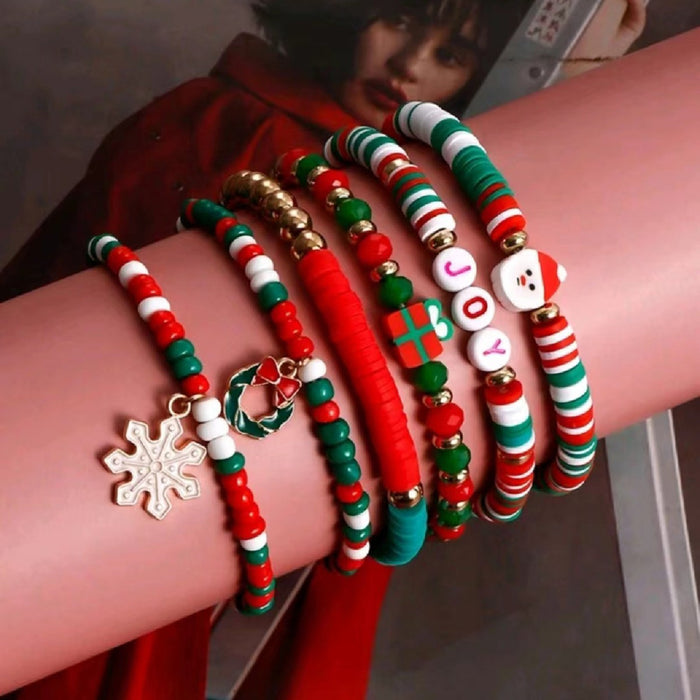 Wholesale Christmas Bracelet Christmas Alloy Beaded Bracelet Combination Set