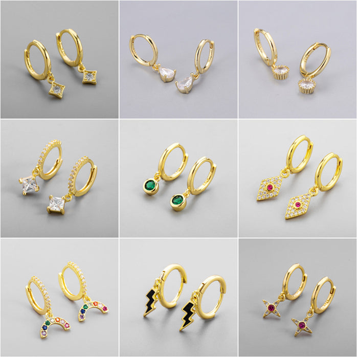 Wholesale Round Zircon Row of Diamond Earrings