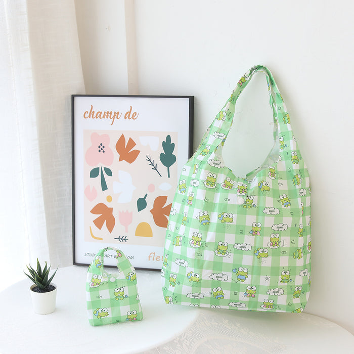 Wholesale Cartoon plaid foldable waterproof printed tote bag