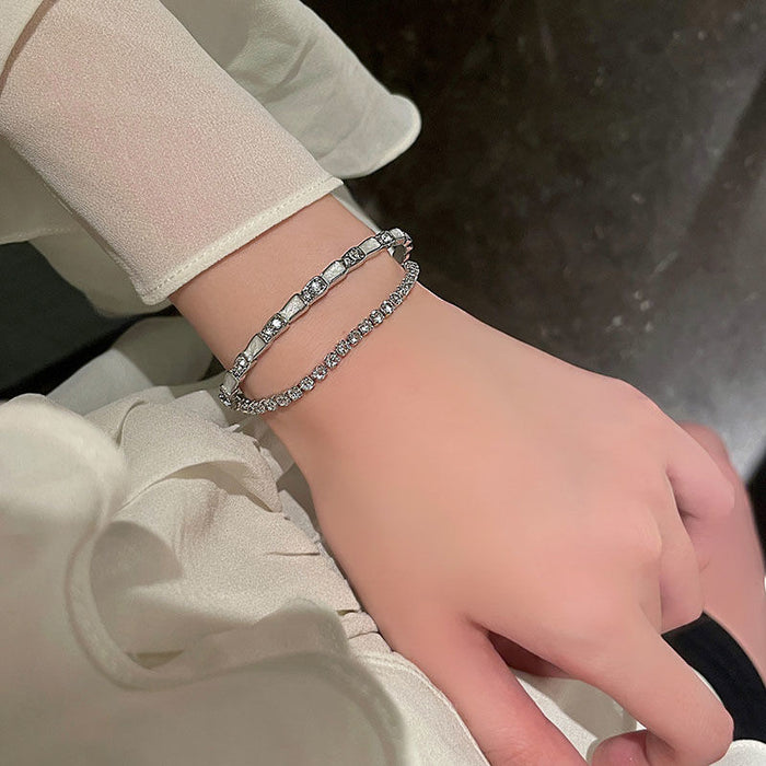 Wholesale Beimu Ling Snake shaped Snake Bone Bracelet Sparkling Diamond Texture Bracelet Zircon Light Luxury Open Silver Adjustable Bracelet