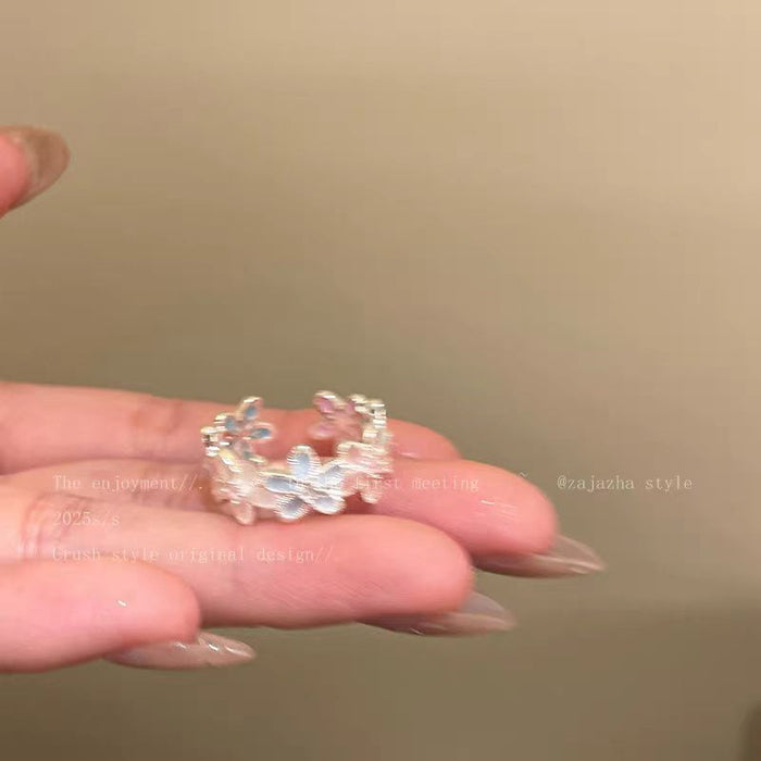 Wholesale Colorful flower ring, niche design, daily commuting open ring, ring