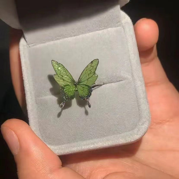 Wholesale Green butterfly open ring niche versatile ring