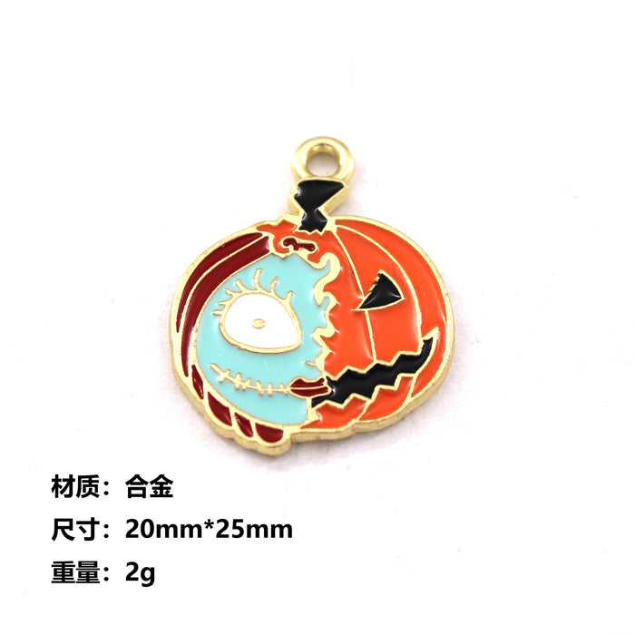 Wholesale 10pcs  Funny Skull Pumpkin Cartoon Accessories Alloy Oil Dropping Pendant Earrings Keychain