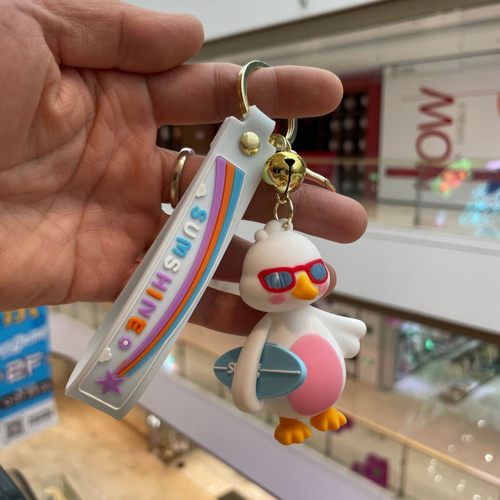 Wholesale Soft rubber cute car keychain duck figurine backpack pendant cartoon hanging decoration keychain