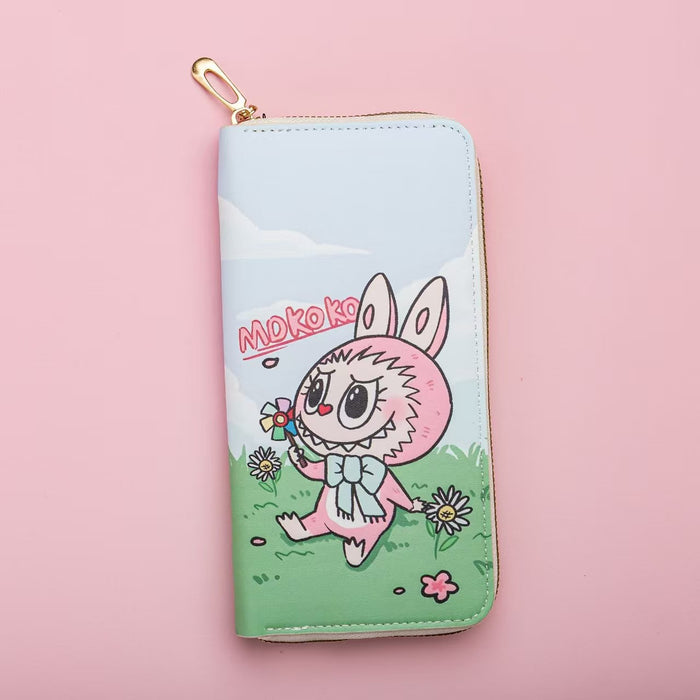 Wholesale Fresh Sweet Cartoon Leather Wallet with Zipper Large Capacity Unisex Card Holder