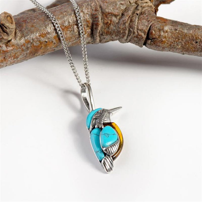 Wholesale Vintage Silver Turquoise Bird Necklaces JDC-NE-SaIP039