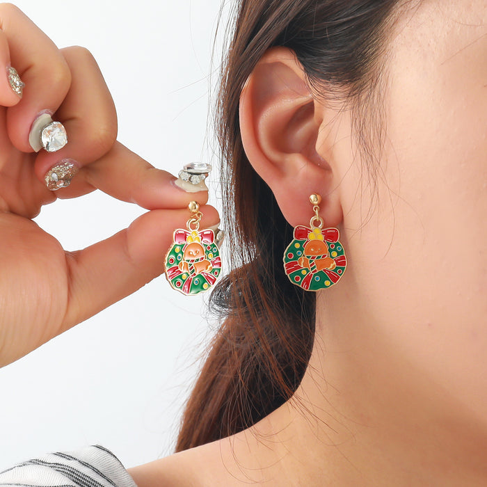 Wholesale Bell bow Christmas earrings for women niche fashion simple oil drop style