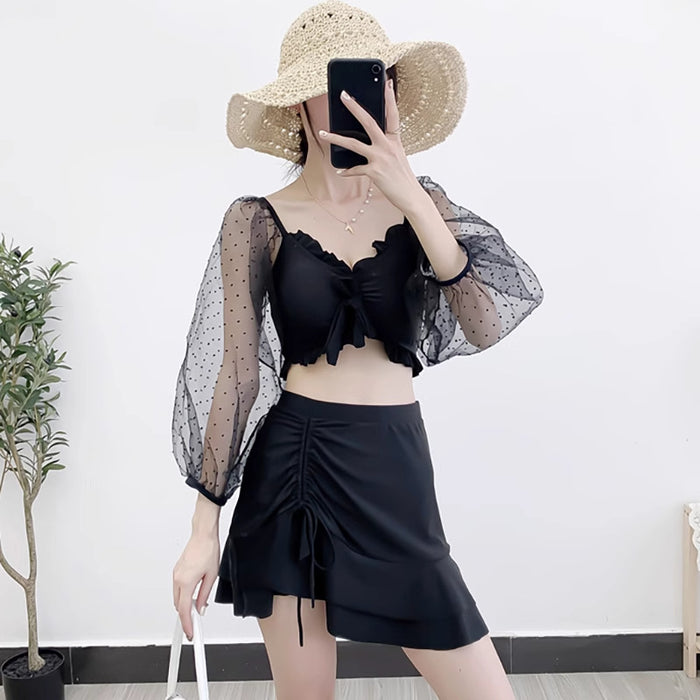 Wholesale Split swimsuit with conservative and luxurious long sleeves