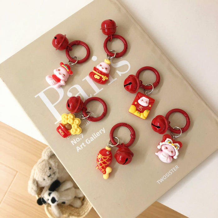 Wholesale Circle Button Cute Cartoon Student Backpack Keychain Car Couple Key Pendant