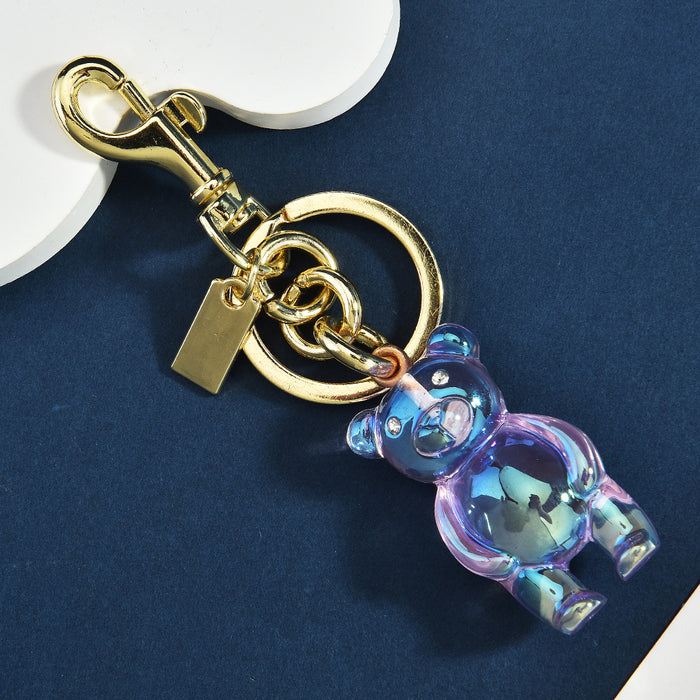 Wholesale New Keychain 3D Bear Bag Pendant Women's Bag Jewelry Colorful Bear Car Key Pendant