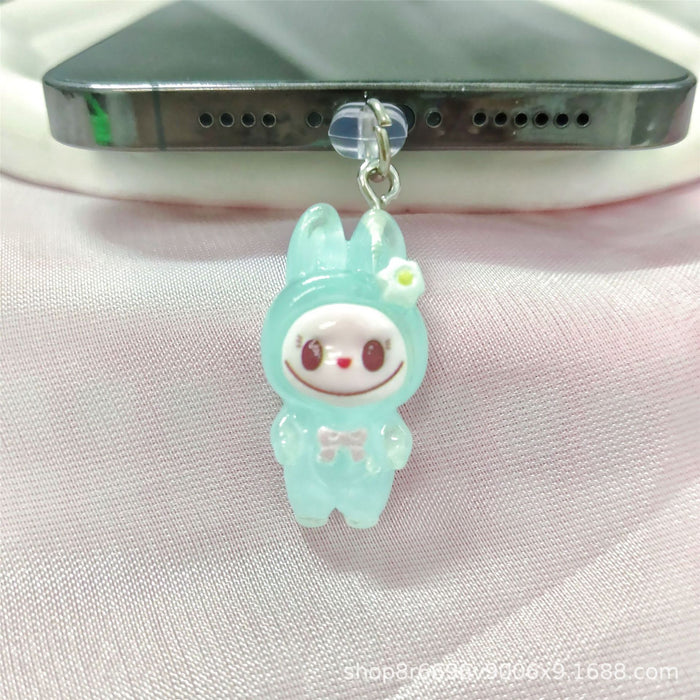 Wholesale Mobile phone dust plug charging port dust cap luminous pull cloth dust plug