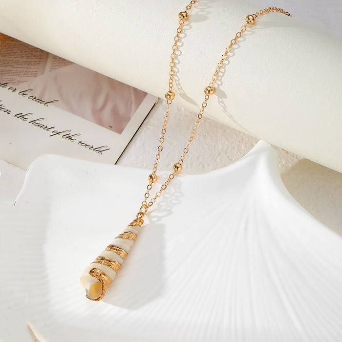 Wholesale Beach seashell gold-plated pendant seashell necklace