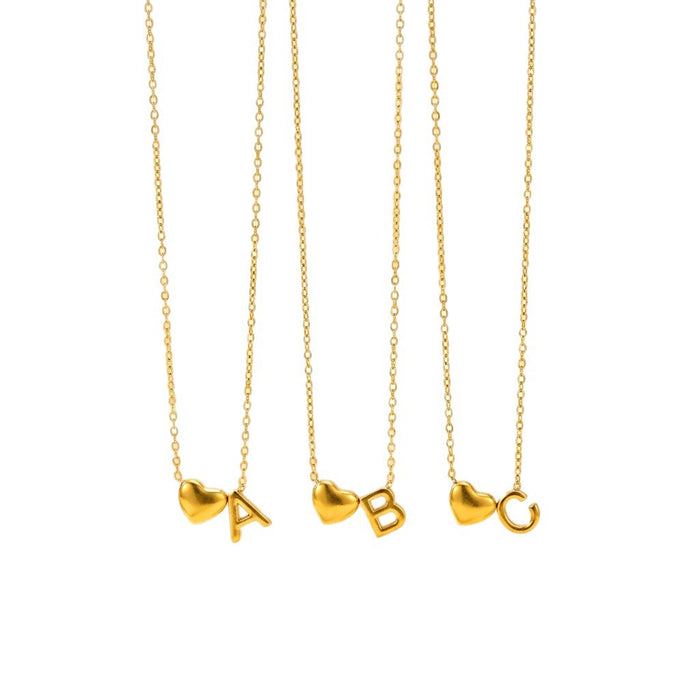 Wholesale Clavicle chain jewelry accessory 26 letter heart pendant titanium steel necklace