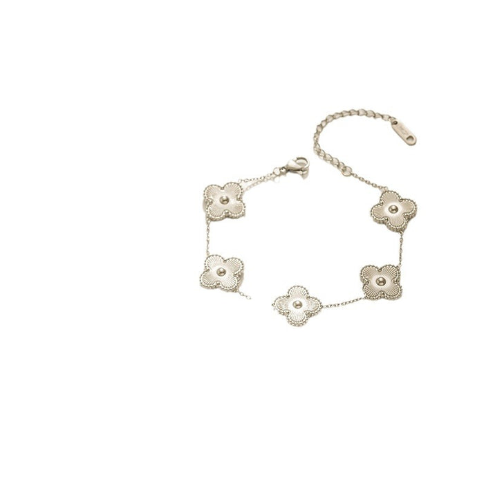 Wholesale Four-leaf Flower Laser Bracelet Earrings Three-piece Set JDC-BT-YiShi002