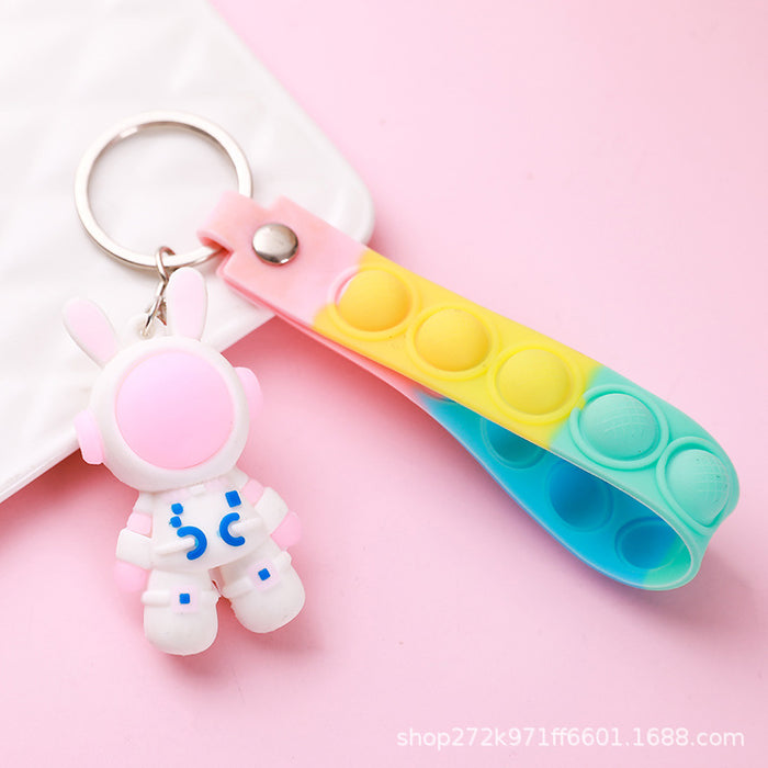 Wholesale  Cartoon Astronaut Keychain Schoolbag Anti-lost Spaceman Space Rabbit Doll Couple Pendant Accessories