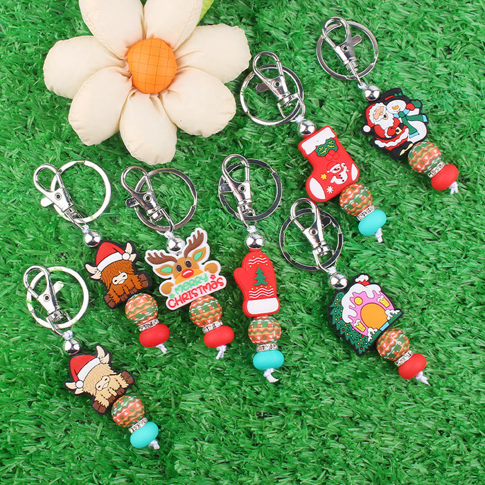 Wholesale Christmas Series Silicone Beaded Keychain JDC-KC-GuangTian028