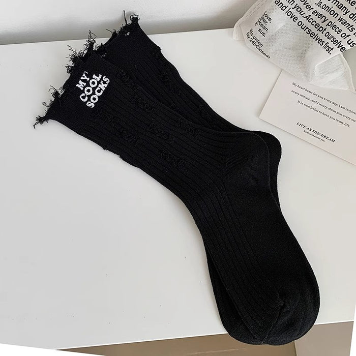 Wholesale Thin solid color cotton street style long socks pile socks
