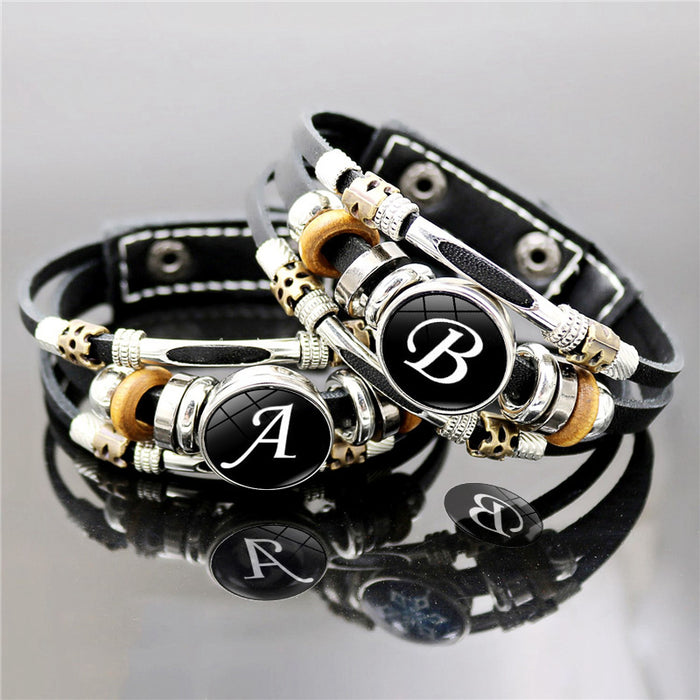Wholesale Letter Time Gem Leather Bracelet Women Retro Punk Style Handmade Multi-layer Beaded Bracelet Jewelry