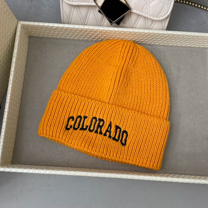 Wholesale White woolen hat, versatile letter knitted hat for students, warm and cold hat for men