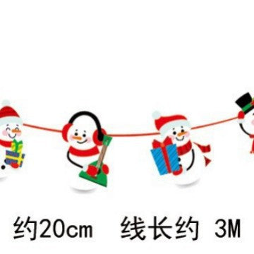 Wholesale Christmas Decorations Christmas Pull Flag Hanging Flag Holiday Banner Party Decoration Paper Cartoon Christmas Pull Flower String Flag