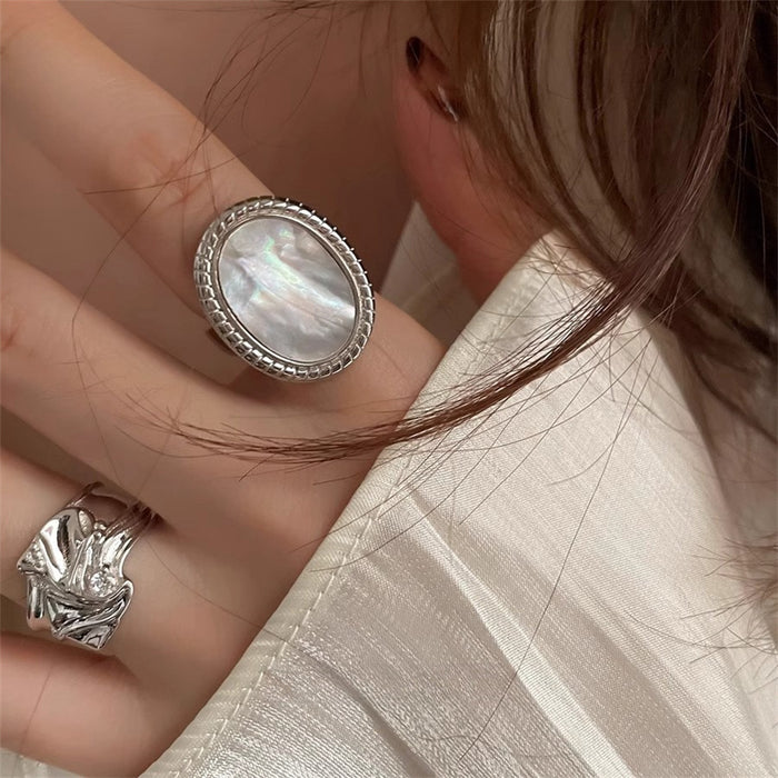 Wholesale Natural White Fritillaria Ring Women's  Food Finger Ring