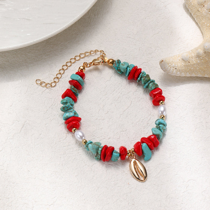 Wholesale Crabs, seahorses, starfish, seashells, soft pottery woven necklace, natural stone bracelet for women