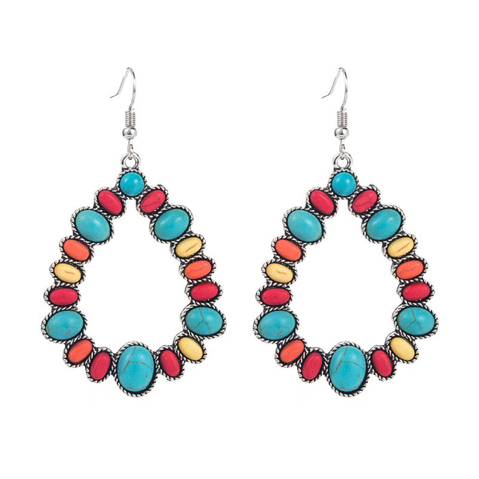 Wholesale Alloy Color Turquoise Geometric Earrings JDC-ES-HM012