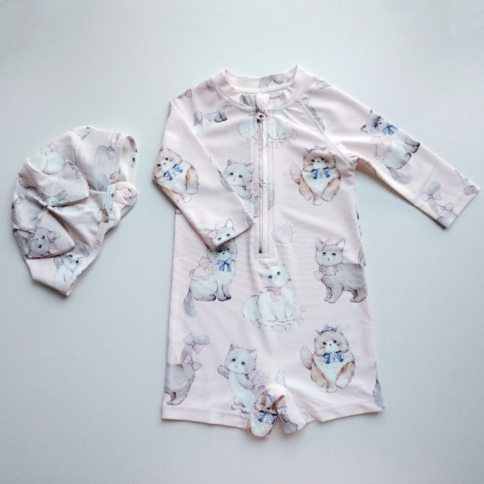 Wholesale Children's long sleeved one-piece swimsuit, sunscreen, antibacterial, chlorine resistant, girls' beach swimsuit, princess swimsuit