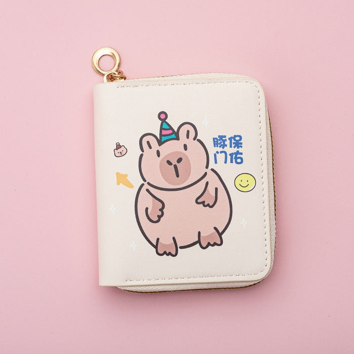 Wholesale Cute Cartoon Short PU Capi Bara Children Student Simple Coin Purse Card Holder Wallet JDC-WT-QT003