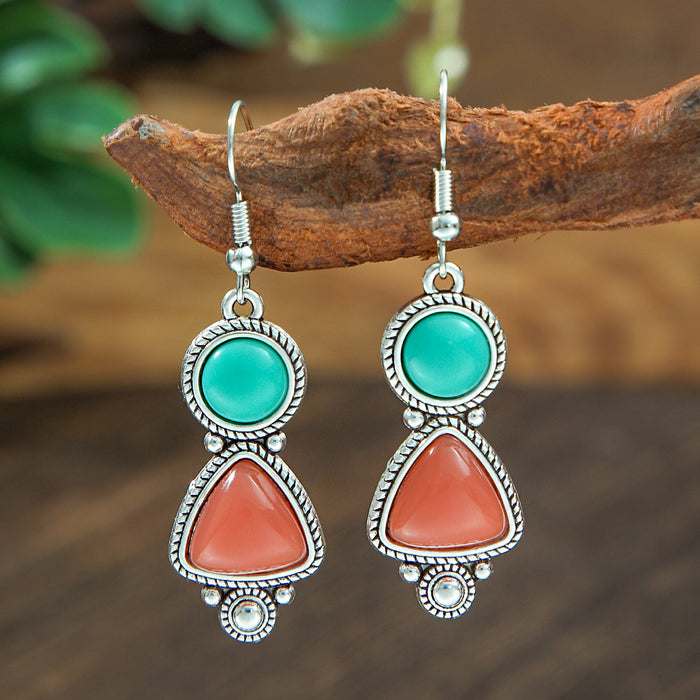 Wholesale 2pcs Bohemian Turquoise Retro Distinctive Earrings